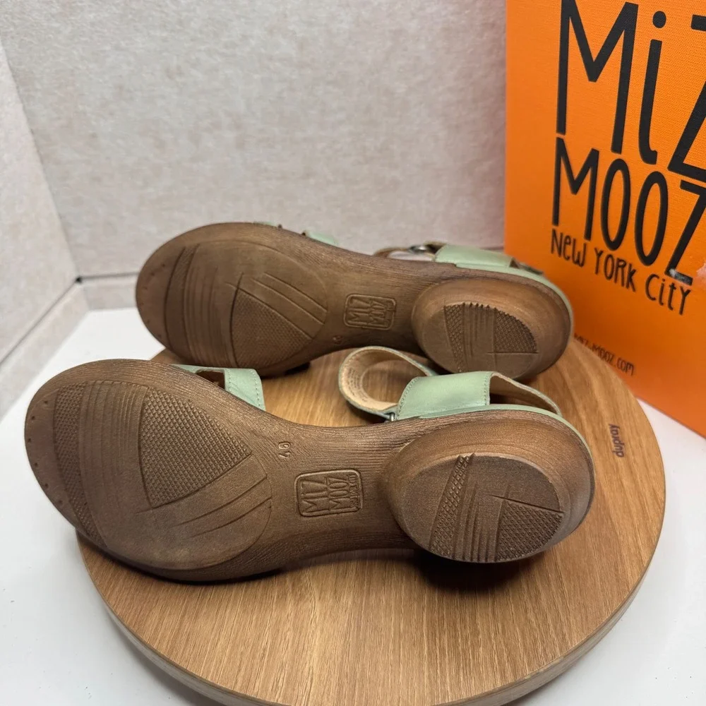 Miz Mooz Corelia Sage Green Leather Sandals EU 40 / US 9 Ankle Strap Cute NEW - Picture 6 of 7